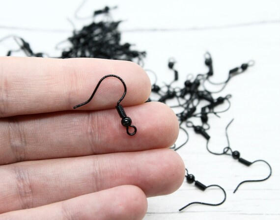 50pcs Black Earring Findings Black Earring Hooks Fittings