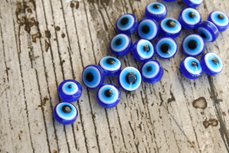 25 X Evil Eye Beads With Hole 8mm and 10mm Craft Supplies Etsy