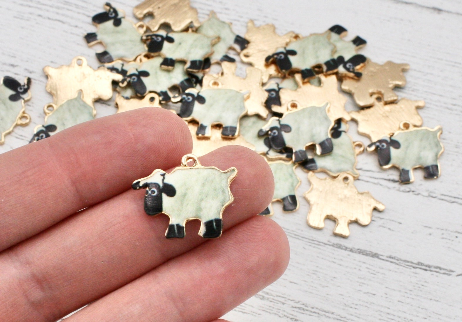 Sheep Enamel Charms White Sheep Charm Jewellery Making Etsy UK