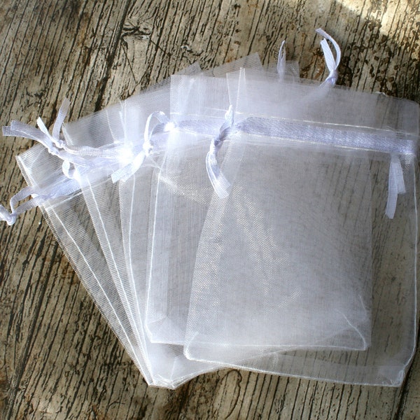 9cm x 12cm Sacs en organza blanc, Sacs cadeaux, Sacs à bijoux, Emballage, Sacs cadeaux, Organza, Pull String Bags, Sacs