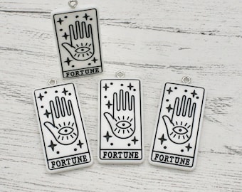 2 colgantes de cartas del Tarot de la Fortuna en blanco y negro, para la fabricación de joyas, materiales para manualidades, colgantes, fornituras de joyería, colgantes, pendientes