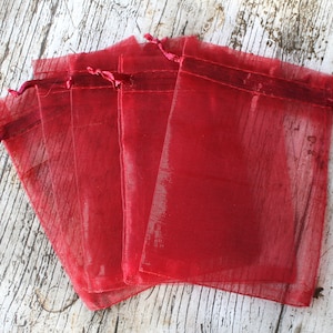 9cm x 12cm Red Organza Bags, Gift bags, Jewellery Bags, Packaging, Gift Bags, Organza, Pull String Bags, Bags