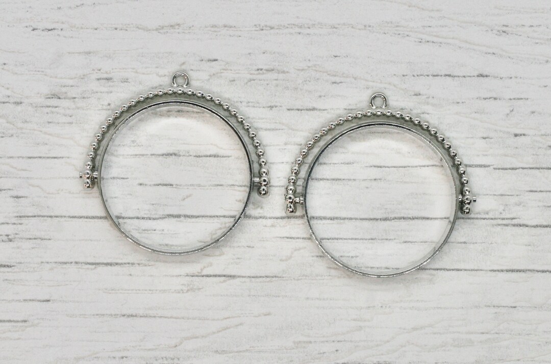 Circle Shape Rotating Bezels, Set of 2 Open Back Blank Metal Rotating ...
