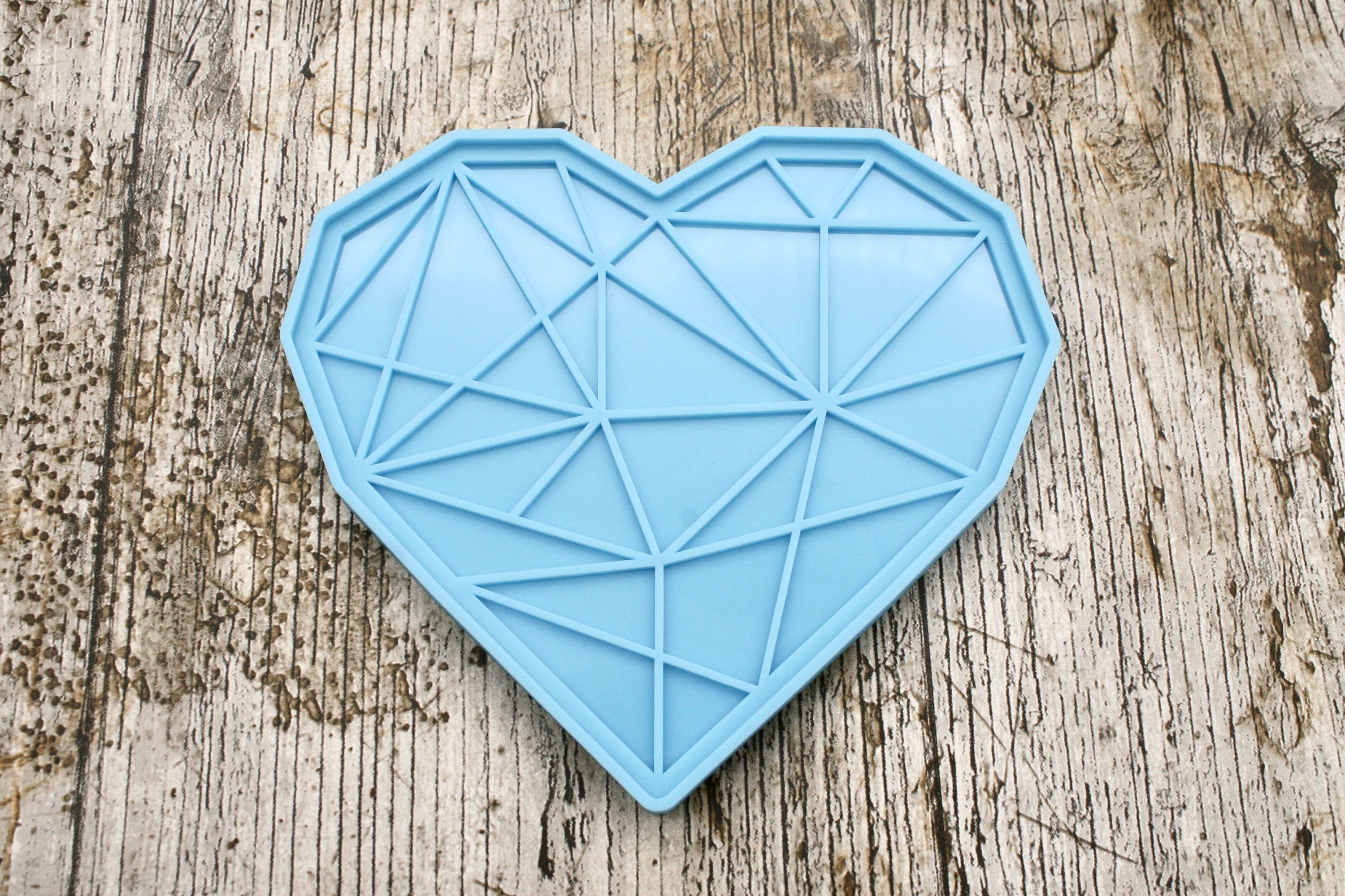 Moule géométrique de silicone de coeur, moule de coaster de coeur