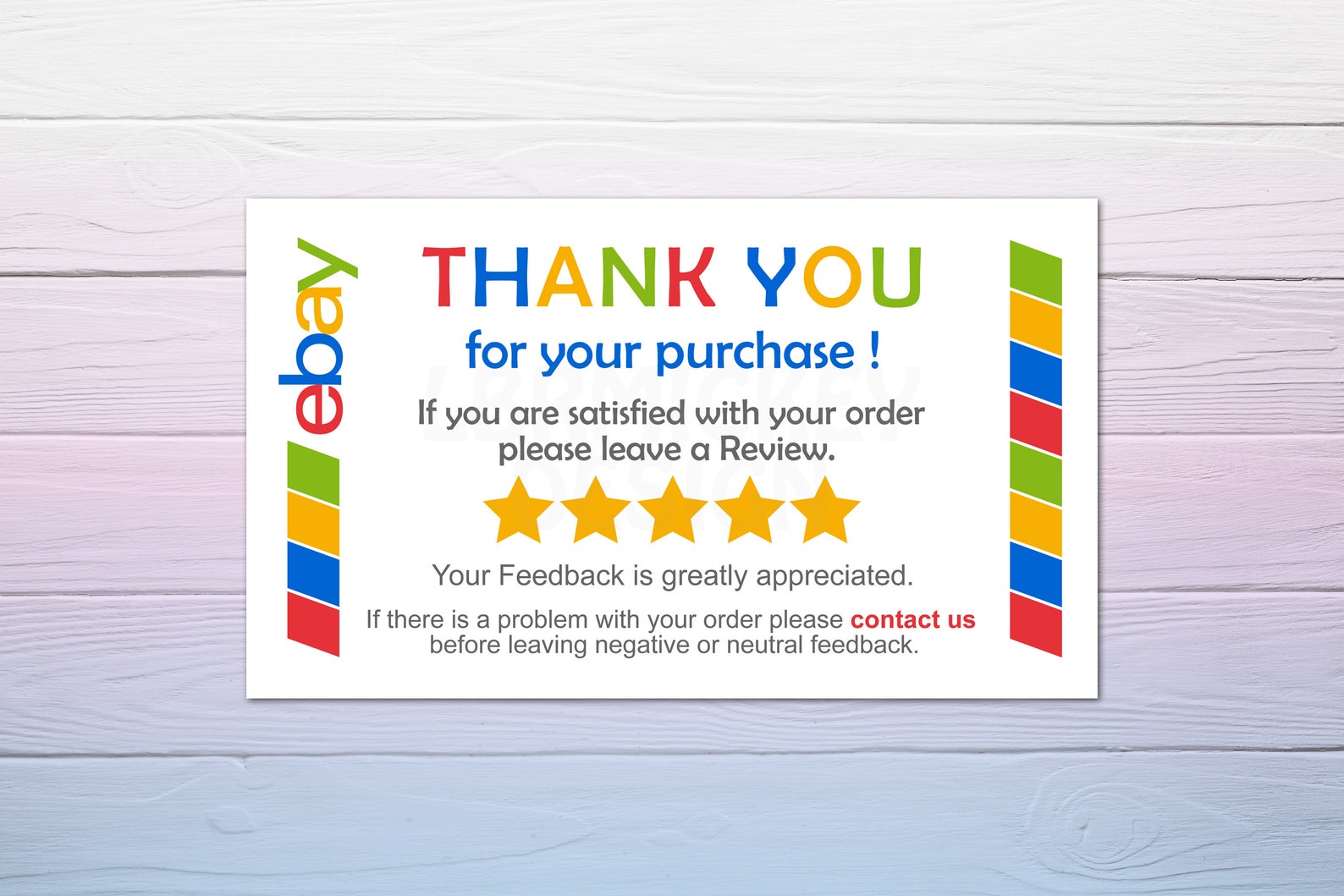Ebay Thank You Cards Ebay Thank You for Your Purchase Etsy