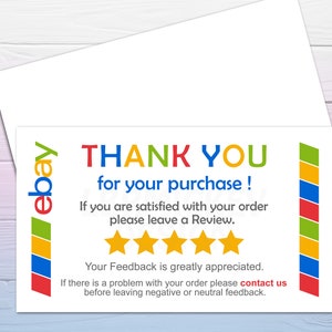 Ebay Thank You Cards Ebay Thank You for Your Purchase - Etsy