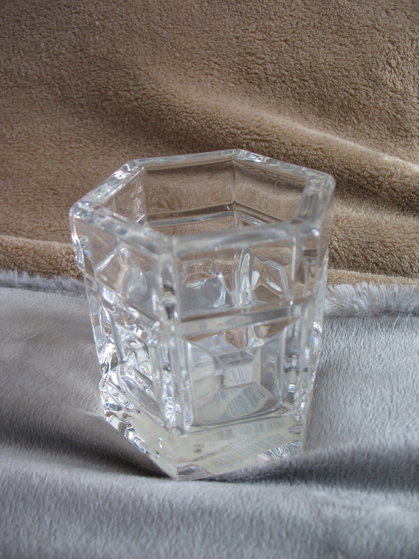 Hexagonal Glass Candle Holder with Square Cut Diamond Shaped Etsy