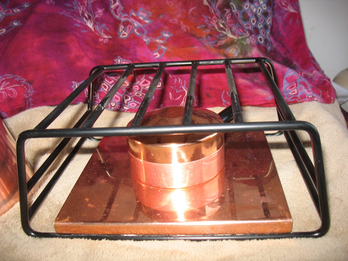 Vintage SIGG Copper Fondue Pot with Stand and Burner Etsy