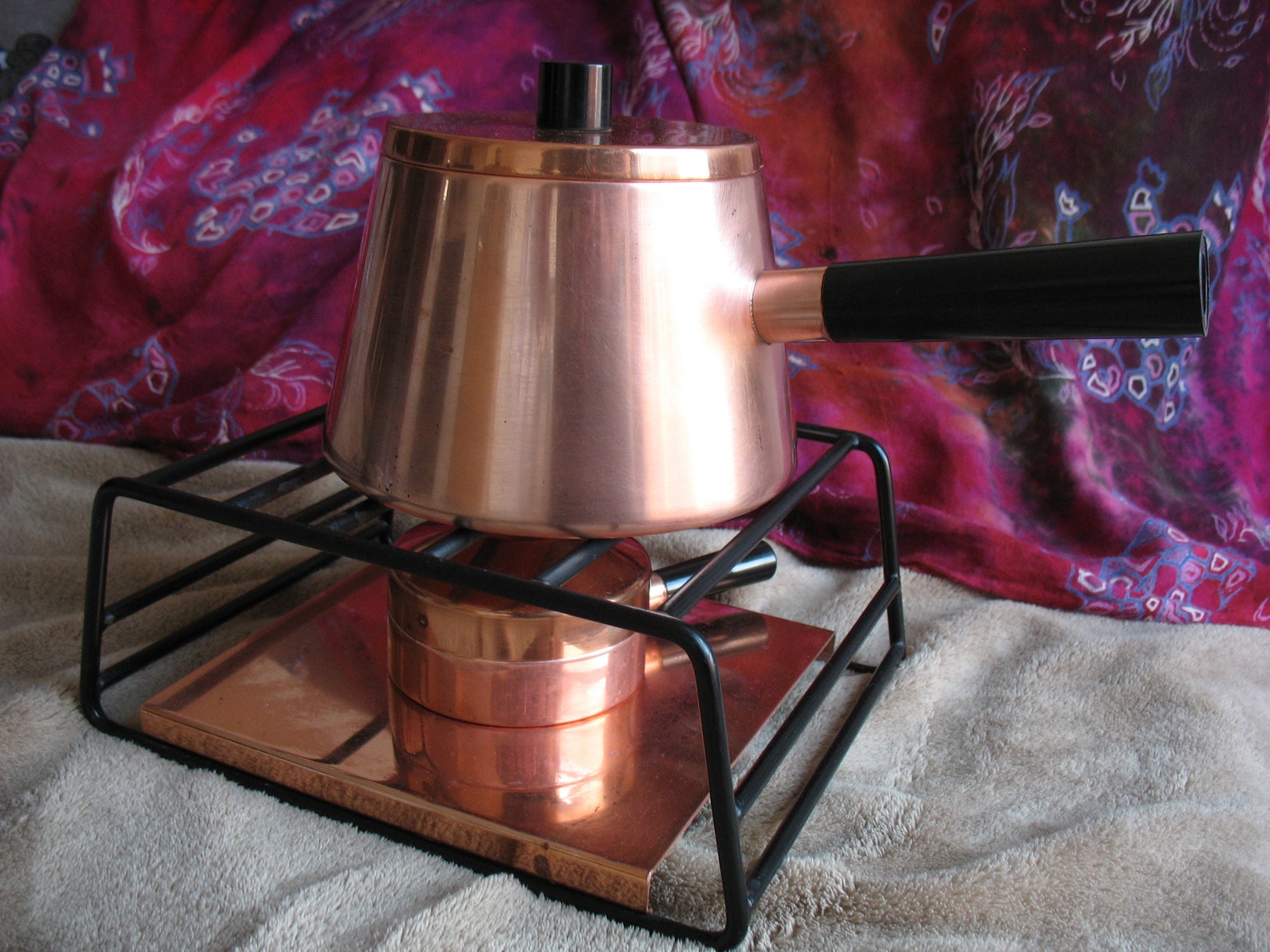 Vintage SIGG Copper Fondue Pot with Stand and Burner Etsy