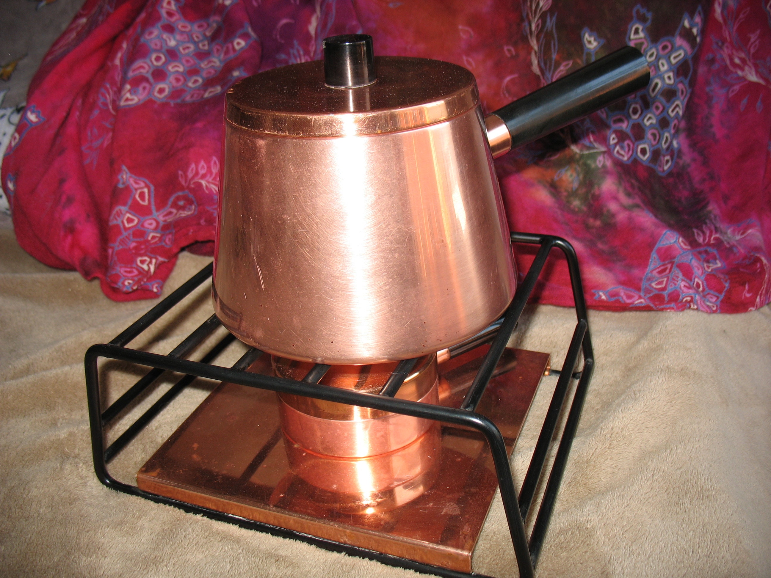 Vintage SIGG Copper Fondue Pot with Stand and Burner Etsy