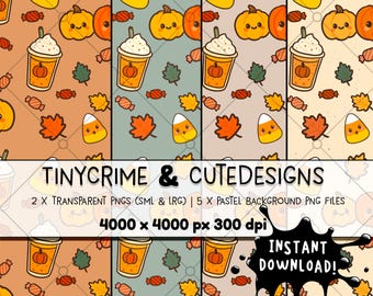 Niedliches Halloween Muster | Pastell Gruselige PNG | Digitaler Download für Stoff, Sublimation & Kunsthandwerk