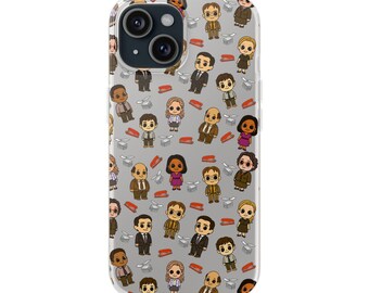 The Office Chibi Phone Case – Cute Cartoon Character Flexi Cover | Protective Slim TPU Case, TV Show Fan Gift, Unique Phone Accessory