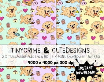 Golden Retriever Muster | Niedliche Hunderasse PNG | Digitaler Download für Stoff, Kunsthandwerk, Sublimation und Geschenke