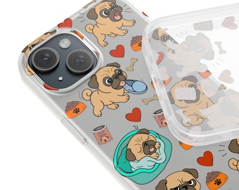 Cute Pug Phone Case - Animated Dog Design for iPhone and Samsung | Slim TPU Flexi Cover, Gift for Pet Lovers and Dog Owners