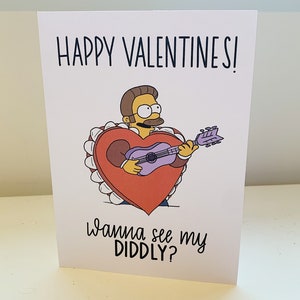 Funny Simpsons Valentine’s Day Card – Ned Flanders Greeting | Cute Cartoon Love Card, Anniversary or Valentine Gift for Simpsons Fans