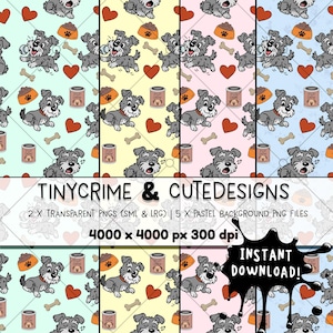 Mini Schnauzer Seamless Pattern | Cute Dog Breed PNG | Digital Download for Fabric, Crafts, Sublimation & Gifts