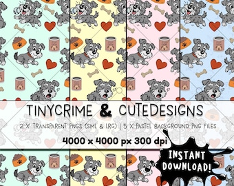 Mini Schnauzer Musterdesign | Niedliche Hunderasse PNG | Digitaler Download für Stoff, Kunsthandwerk, Sublimation und Geschenke