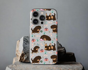 Cute Dachshund Phone Case - Animated Sausage Dog Design for iPhone and Samsung | Slim TPU Flexi Cover, Gift for Pet Lovers and Dog Owners