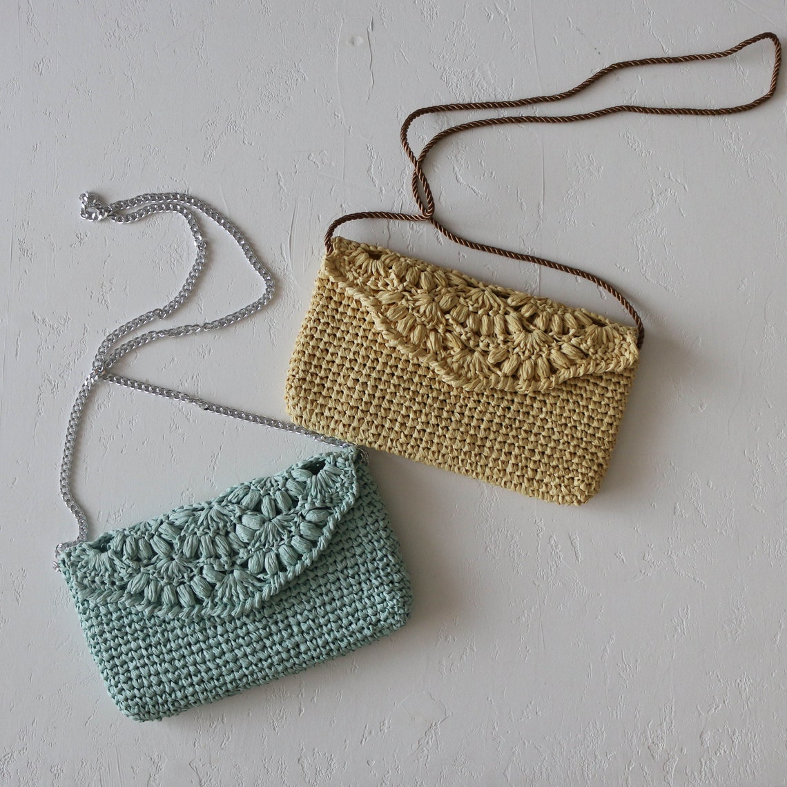 Crochet bag pattern PDF Crochet raffia clutch pattern Summer Etsy