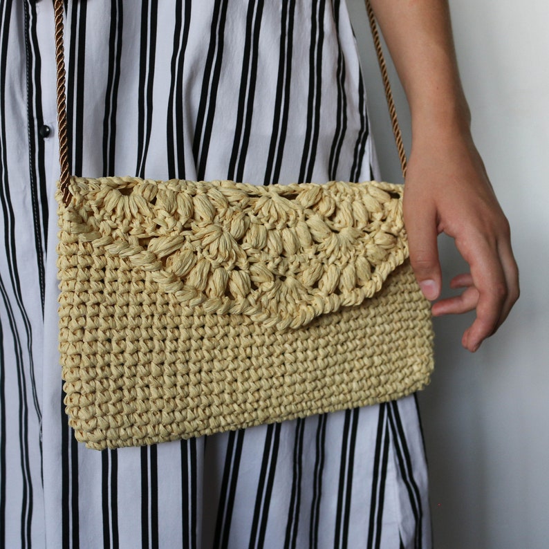 Crochet Bag Pattern PDF Crochet Raffia Clutch Pattern Summer Etsy