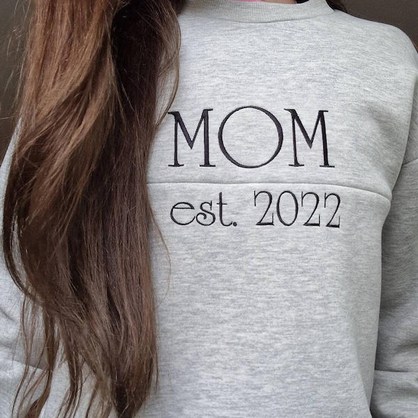 Breastfeeding sweater MOM EST. 2022 / Nursery clothing hoodie / Handmade breast feeding sweatshirt with zipper / New Mom gift