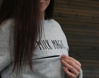 Sudadera de lactancia bordada MILK MAGIC: un jersey acogedor para el posparto