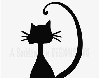 Black Cat, Silhouette, Halloween, SVG, Cut files for Cricut Maker, Hand drawn, PNG, Clipart