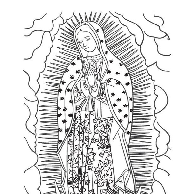 Virgen De Guadalupe Coloring - Etsy