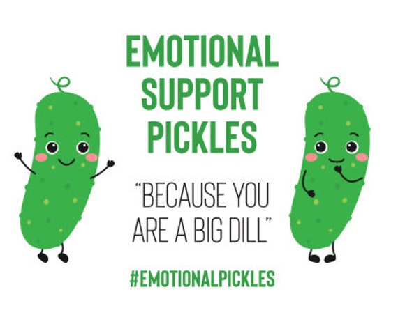 Emotional Support Pickle 4-Up 5.5x4.25 Printable Note Cards
