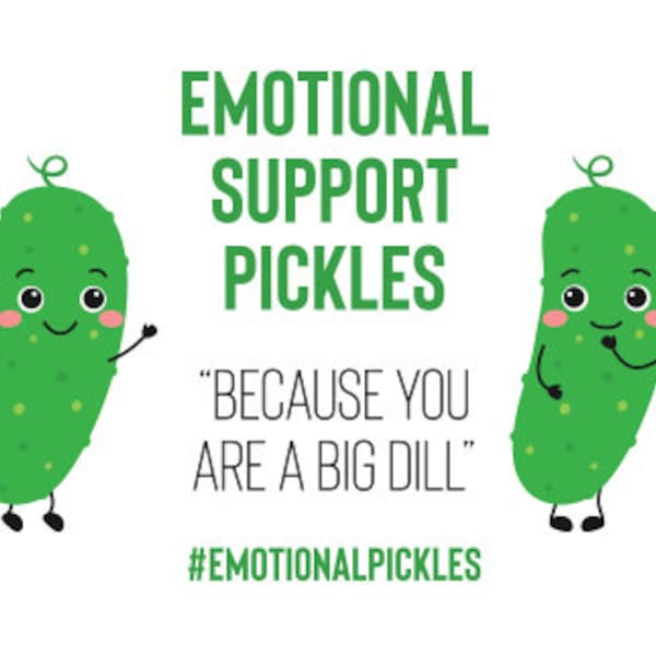 Emotional Support Pickle 4-Up 5.5"x4.25" Printable Note Cards