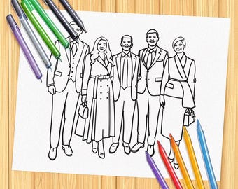 Trump Children - Barron, Tiffany, Don Jr., Eric & Ivanka - Coloring Page Printable PDF (Instant Download)