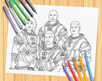 NASA Artemis 2 Astronauts Coloring Page (Instant Download)
