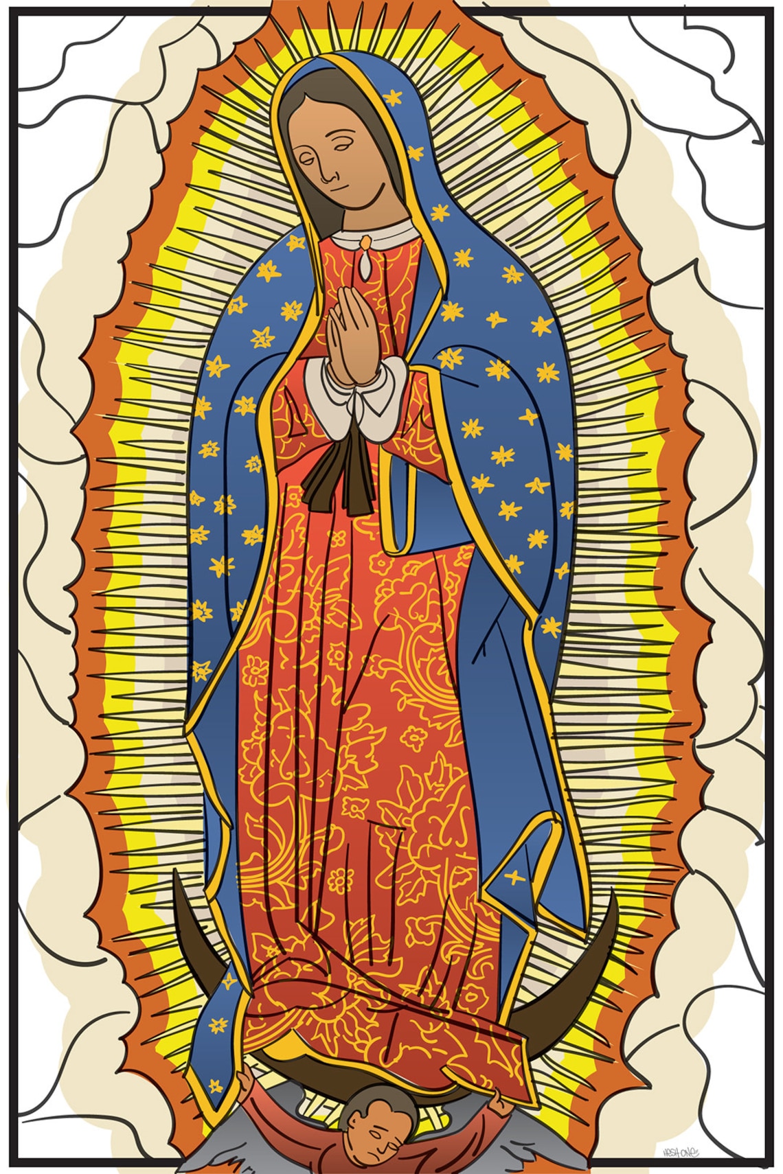 Our Lady of Guadalupe Printable Coloring Page Activity Sheet Instant Our Lady of Guadalupe Printable Coloring Page Activity Sheet Instant