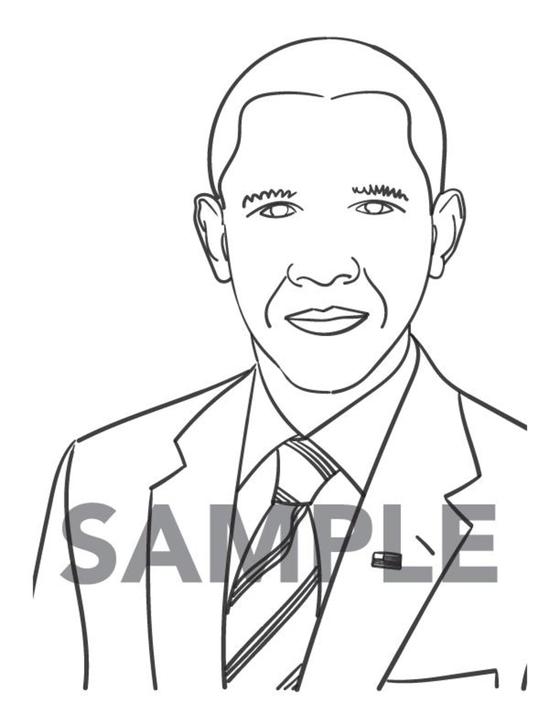 Barack Obama - President - Printable PDF Coloring Page Instant Download ...