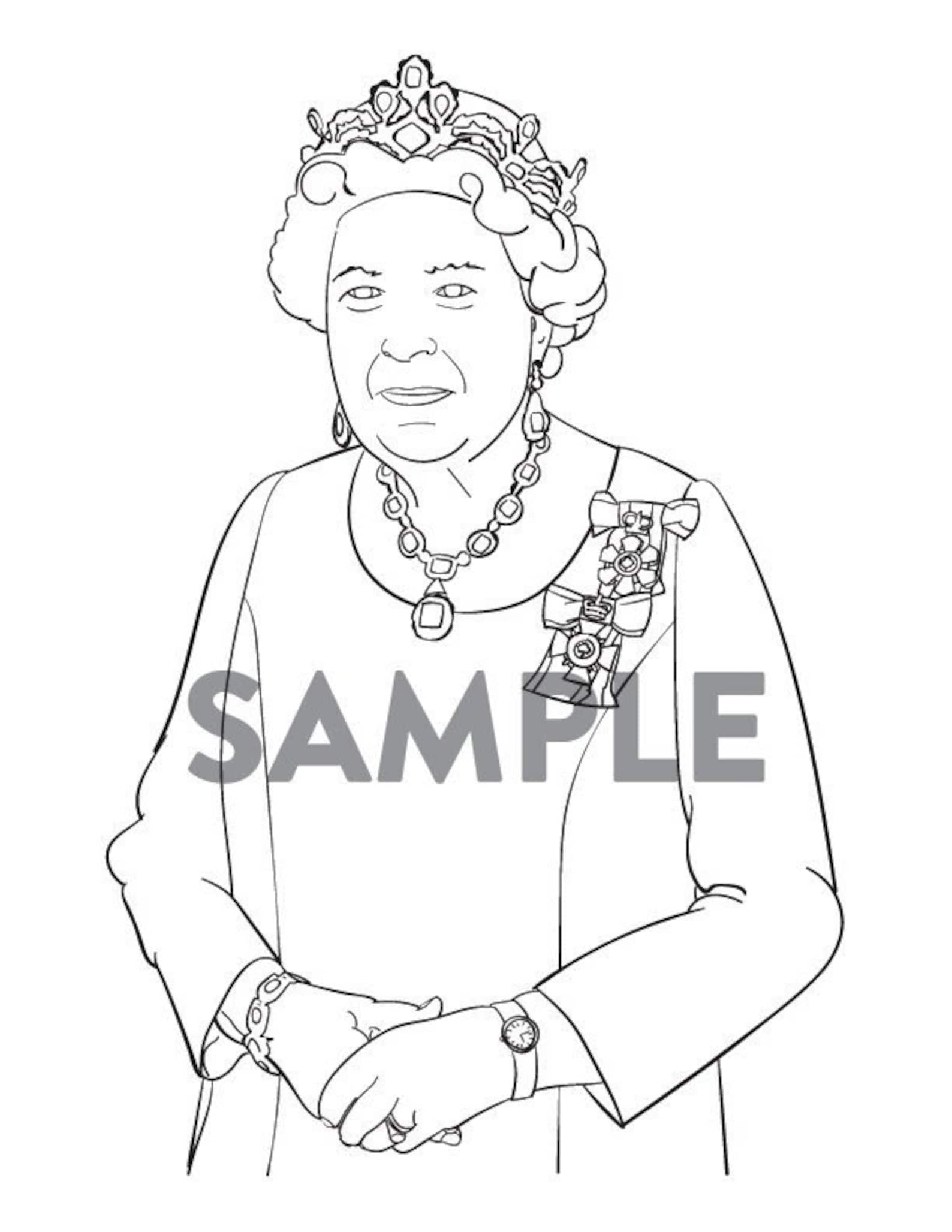 Queen Elizabeth Mary Printable Coloring Page Activity Sheet Instant ...