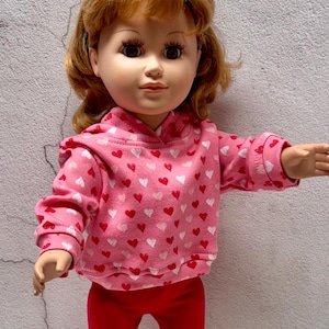 18 inch doll clothes/ Pink heart sweatshirt