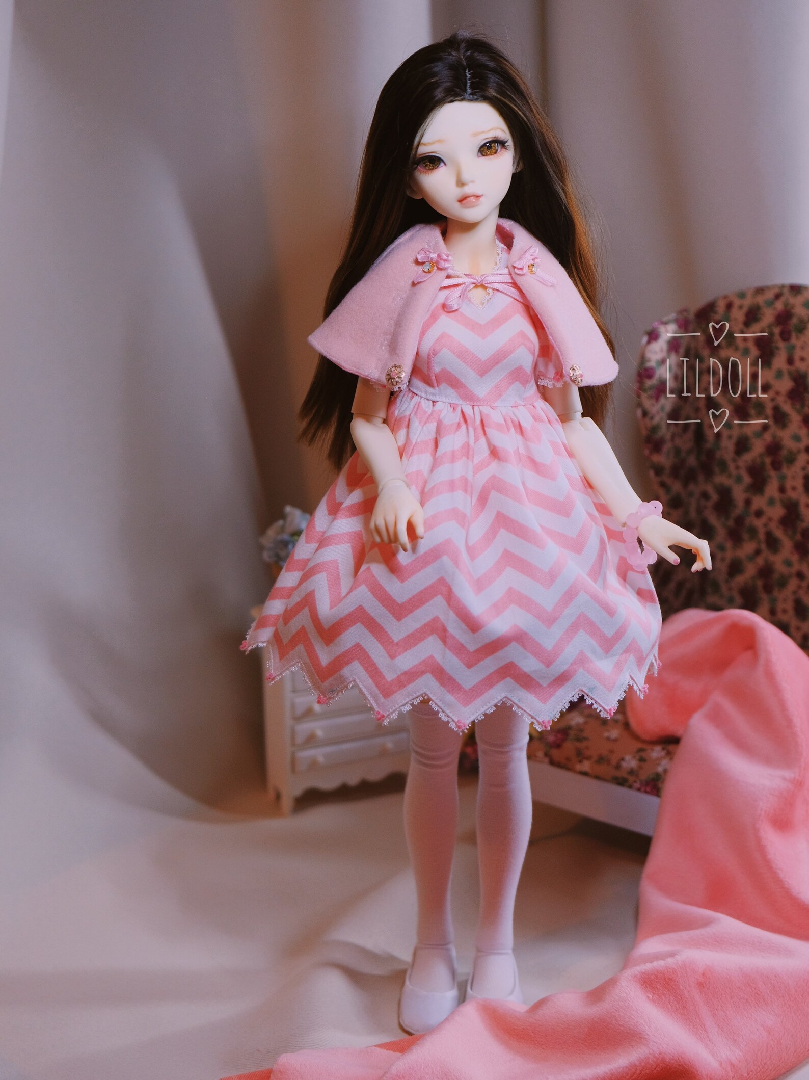 Dress for bjd MSD 1/4 full pink outfit for minifee Etsy