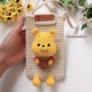 PATTERN crochet phone pouch/ crochet bear bag/ crochet phone bag/ crochet phone purse