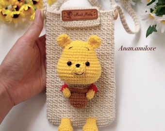 PATTERN crochet phone pouch/ crochet bear bag/ crochet phone bag/ crochet phone purse