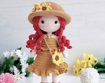 Sunny crochet doll PATTERN, PDF in English