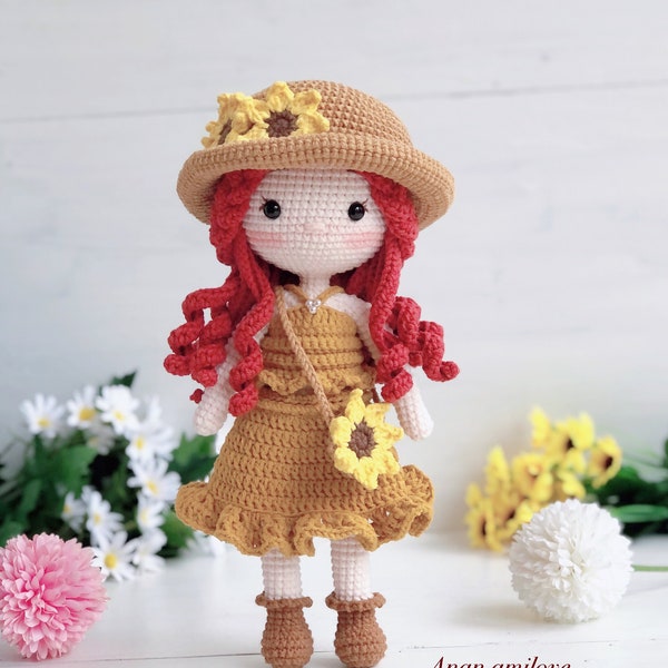 Sunny crochet doll PATTERN, PDF in English