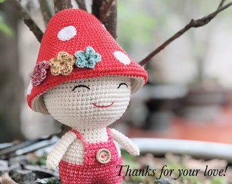 PATTERN: crochet mushroom doll / crochet cute mushroom/ crochet baby mushroom