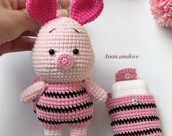 PATTERN crochet airpods case/ crochet pig with airpods backpack