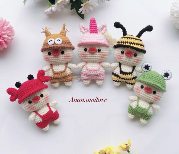 Crochet Duck Pattern: Amigurumi Animals, Bee, Crab, Frog, Unicorn, Owl (PDF Pattern)