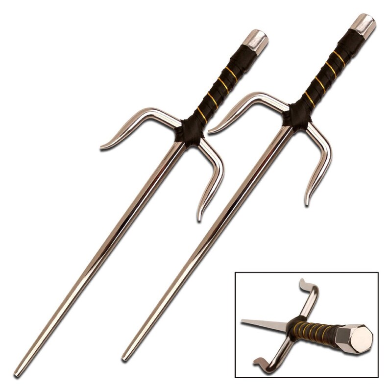 Traditional Twin Japanese Sais. 19 Chrome Etsy