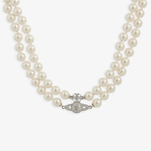 Vivienne Westwood Silver Double Pearl Necklace - Etsy