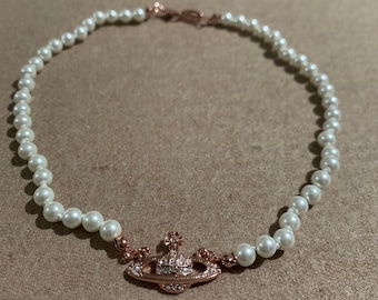 Vivienne Westwood Rose Gold Pearl Necklace