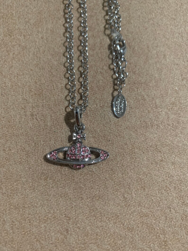 Vivienne Westwood Silver/pink Saturn Necklace - Etsy