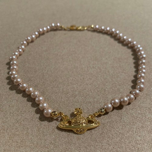 Vivienne Westwood Silver/pink Saturn Necklace - Etsy