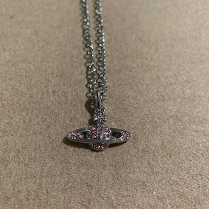 Vivienne Westwood Silver/Pink Saturn Necklace